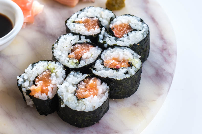 salmon wasabi sushi rolls recipe